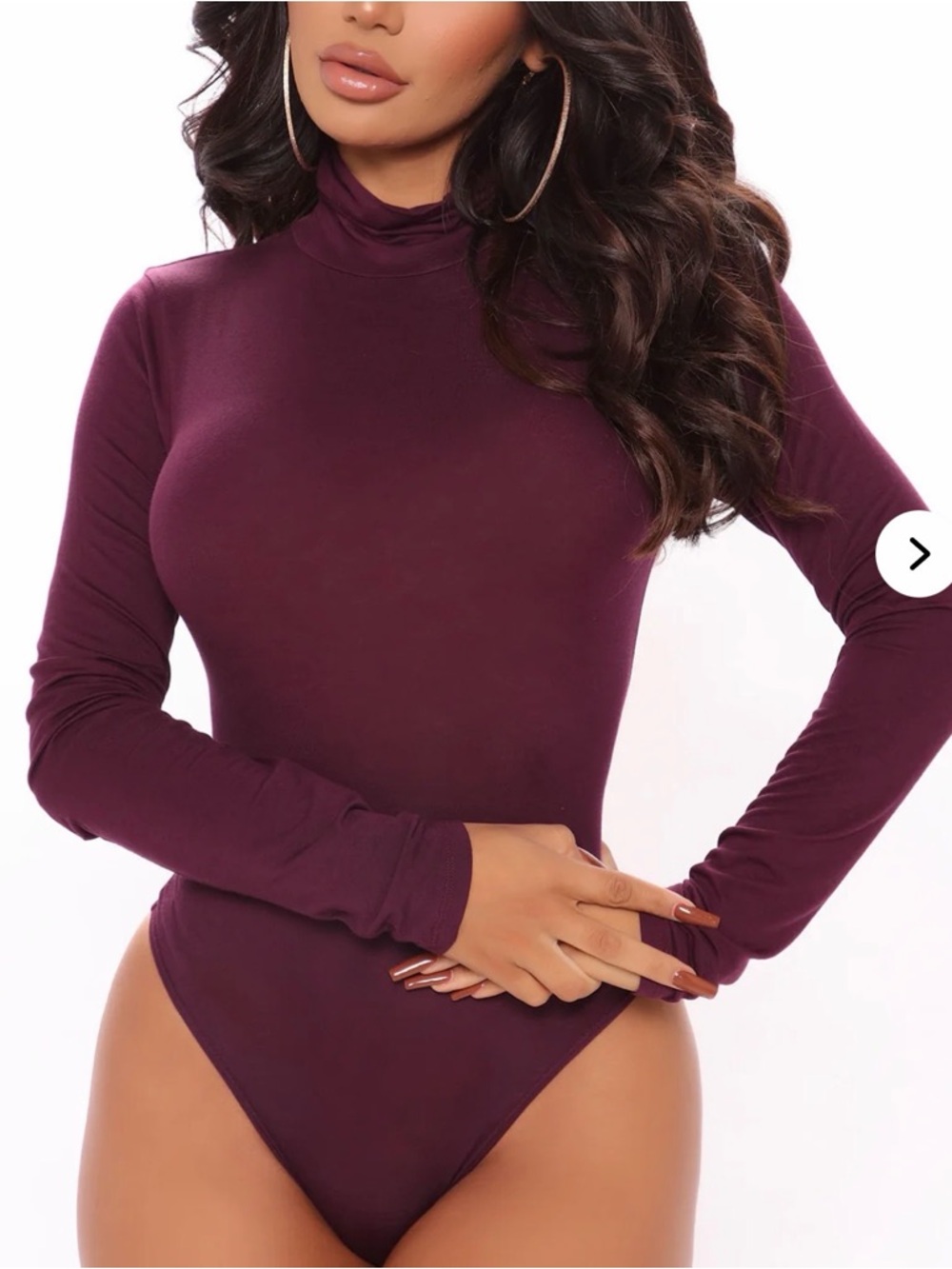 Fashion Nova Long Sleeve Mock Neck Bodysuit - Plum